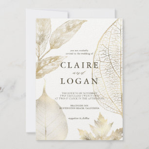 Gold Leaves Wedding Invitation