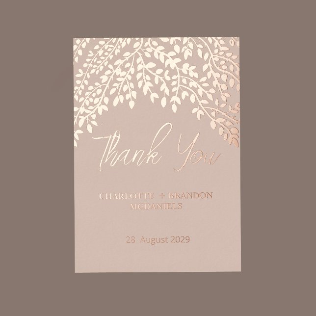 Gold Leaves Wedding Thank You  Foil Invitation (Creator Uploaded)