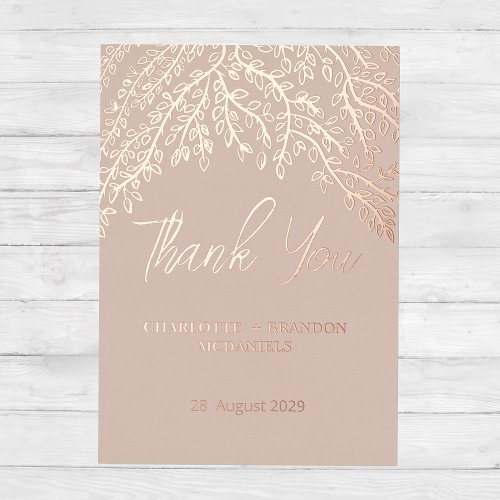  Gold Leaves Wedding Thank You  Foil Invitation