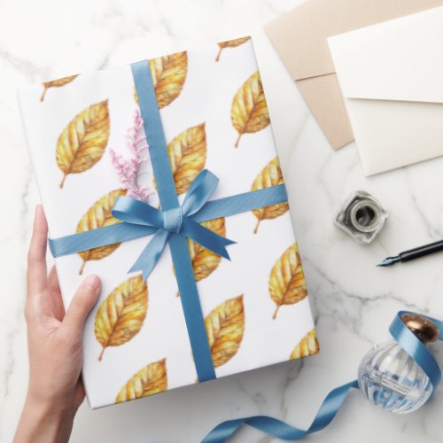 Gold Leaves Wedding Wrapping Paper