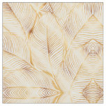 Gold Leaves White Elegant Pattern Fabric