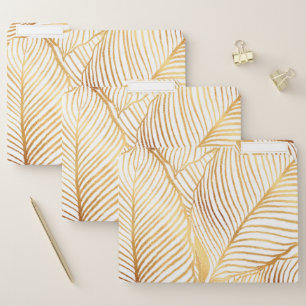 Gold Leaves White Elegant Pattern File Folder
