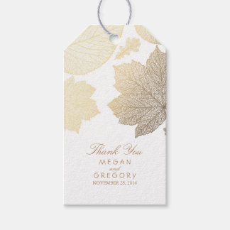Gold Leaves White Fall Wedding Gift Tags