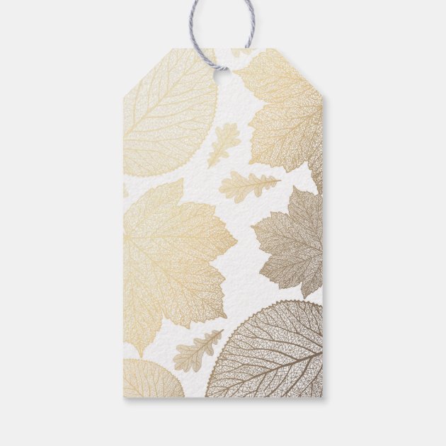 Gold Leaves White Fall Wedding Gift Tags