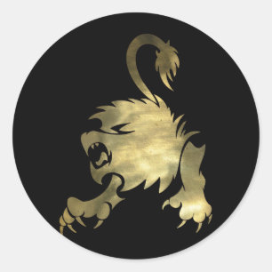 Gold Leo Lion Classic Round Sticker