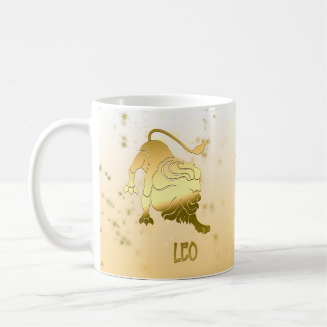Gold Leo Ombre Zodiac Astrology Horoscope Sign Coffee Mug (Left)