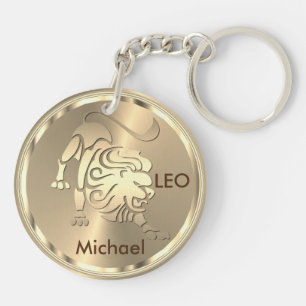 Gold Leo the Lion - Zodiac Sign Keychain