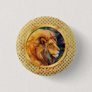 Gold Leo Zodiac Horoscope A Motivational Inspiring Button