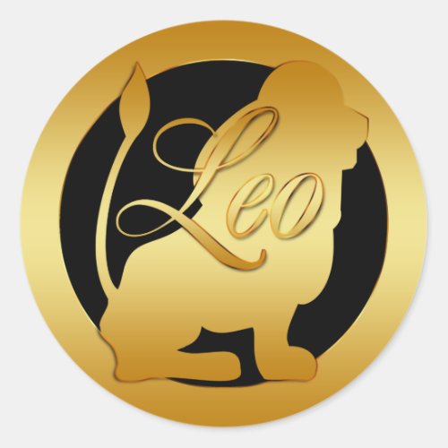 GOLD LEO ZODIAC SIGN CLASSIC ROUND STICKER