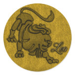 GOLD LEO ZODIAC SIGN CLASSIC ROUND STICKER