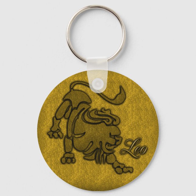 GOLD LEO ZODIAC SIGN KEYCHAIN (Front)