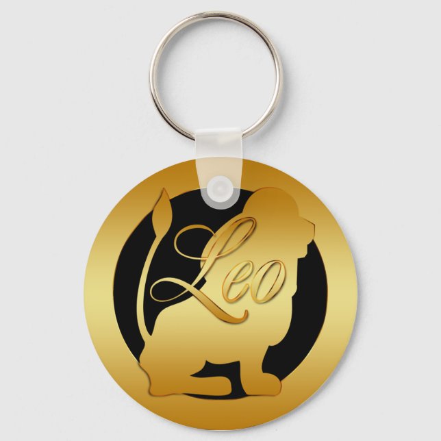 GOLD LEO ZODIAC SIGN KEYCHAIN (Front)