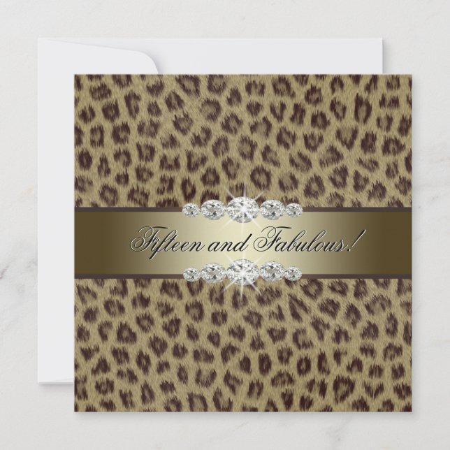 Gold Leopard 15th Birthday Party Invitation (Front)