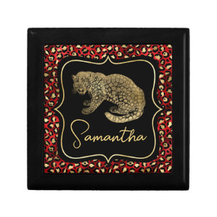 Gold Leopard and Red Leopard Print Gift Box