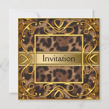 Gold Leopard Any Party Invitation by invitesnow at Zazzle