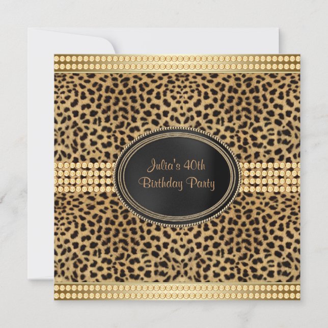 Gold Leopard Birthday Party Invitation (Front)