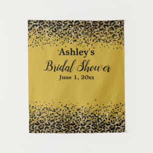 Gold Leopard Bridal Shower Girly Photo Booth Prop Tapestry