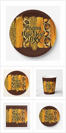 Gold & Leopard Brush Stroke Happy New Year 20xx