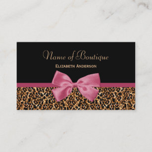 Gold Leopard Fur Chic Mauve Pink Bow Boutique Business Card