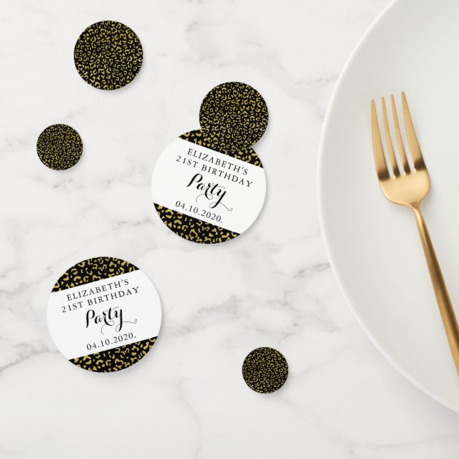 Gold Leopard, Glitter, Leopard Pattern, Birthday Confetti (Group)