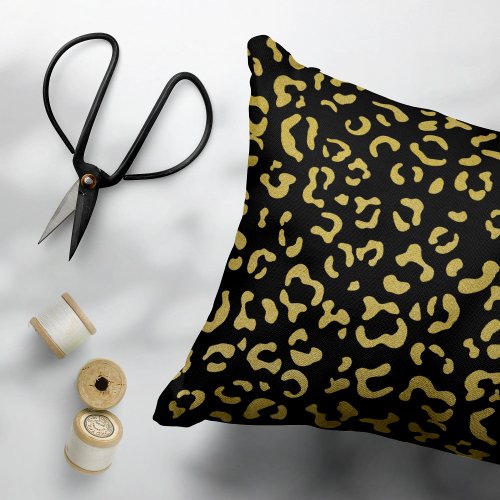 Gold Leopard Gold Glitter Leopard Pattern Accent Pillow