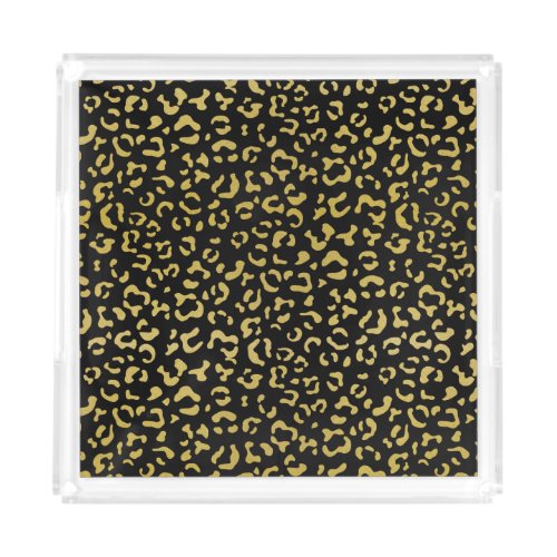 Gold Leopard Gold Glitter Leopard Pattern Acrylic Tray