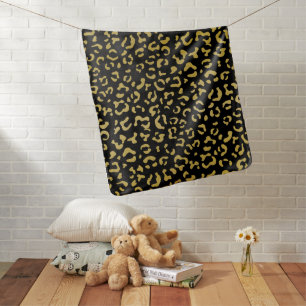 Gold Leopard, Gold Glitter, Leopard Pattern Baby Blanket