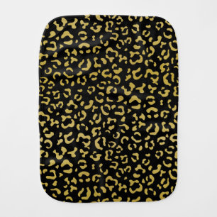 Gold Leopard, Gold Glitter, Leopard Pattern Baby Burp Cloth