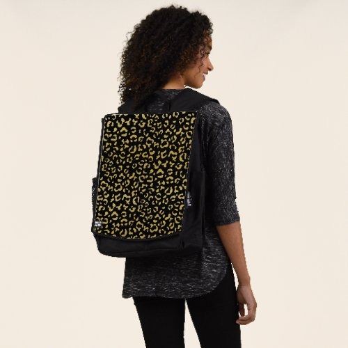 Gold Leopard Gold Glitter Leopard Pattern Backpack