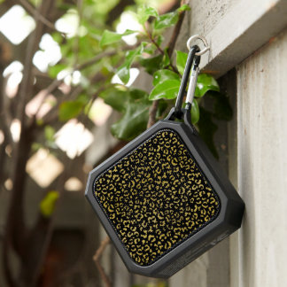 Gold Leopard, Gold Glitter, Leopard Pattern Bluetooth Speaker