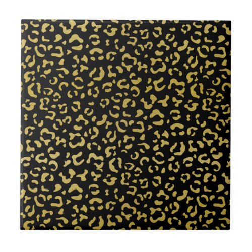 Gold Leopard Gold Glitter Leopard Pattern Ceramic Tile