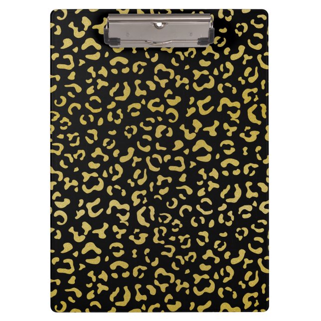 Gold Leopard, Gold Glitter, Leopard Pattern Clipboard (Front)