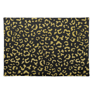 Gold Leopard, Gold Glitter, Leopard Pattern Cloth Placemat