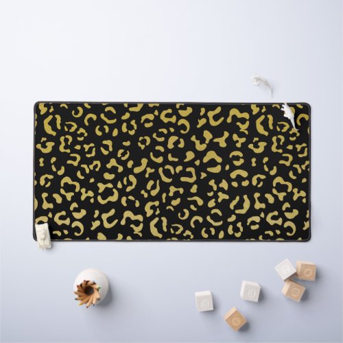 Gold Leopard Gold Glitter Leopard Pattern Desk Mat