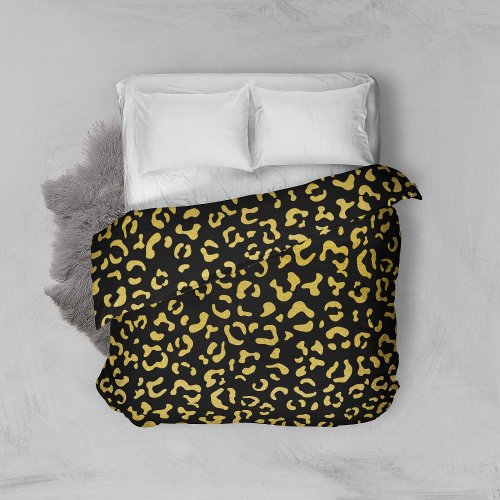 Gold Leopard Gold Glitter Leopard Pattern Duvet Cover