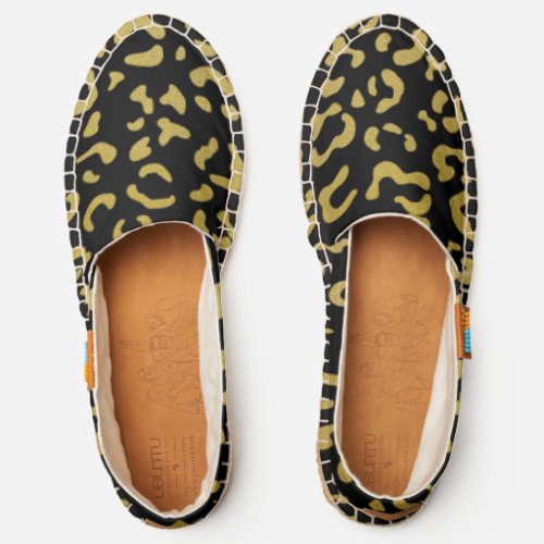 Gold Leopard Gold Glitter Leopard Pattern Espadrilles