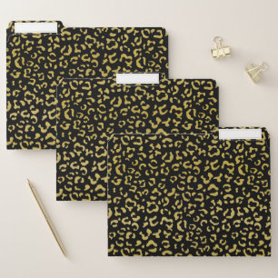 Gold Leopard, Gold Glitter, Leopard Pattern File Folder