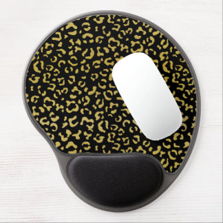 Gold Leopard, Gold Glitter, Leopard Pattern Gel Mouse Pad