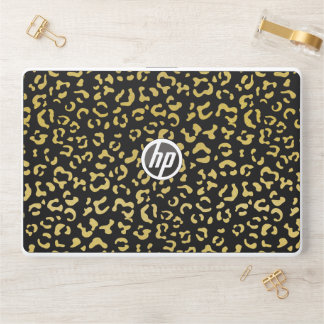Gold Leopard, Gold Glitter, Leopard Pattern HP Laptop Skin