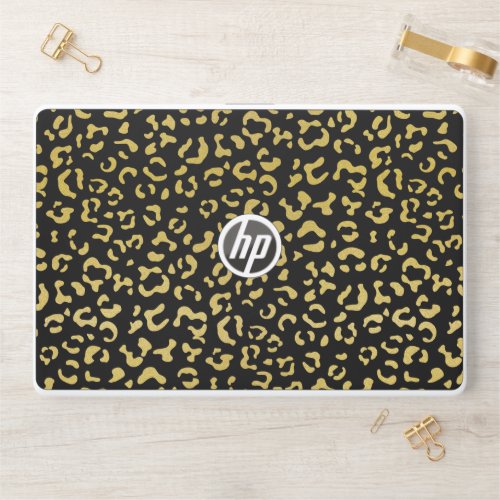 Gold Leopard Gold Glitter Leopard Pattern HP Laptop Skin