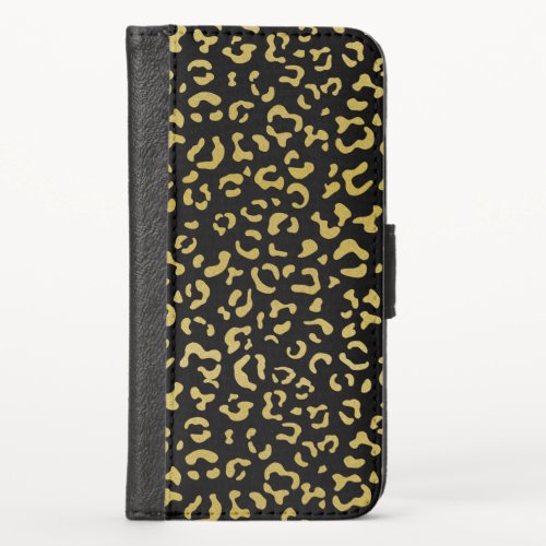 Gold Leopard Gold Glitter Leopard Pattern iPhone X Wallet Case