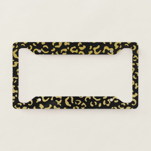 Gold Leopard Gold Glitter Leopard Pattern License Plate Frame