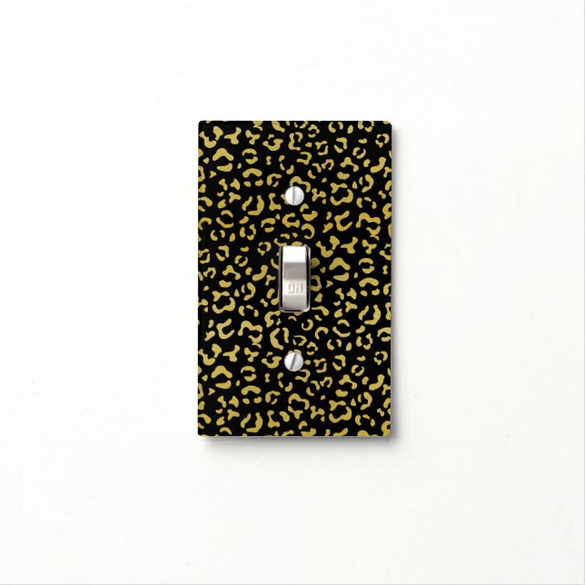 Gold Leopard, Gold Glitter, Leopard Pattern Light Switch Cover (In Situ)