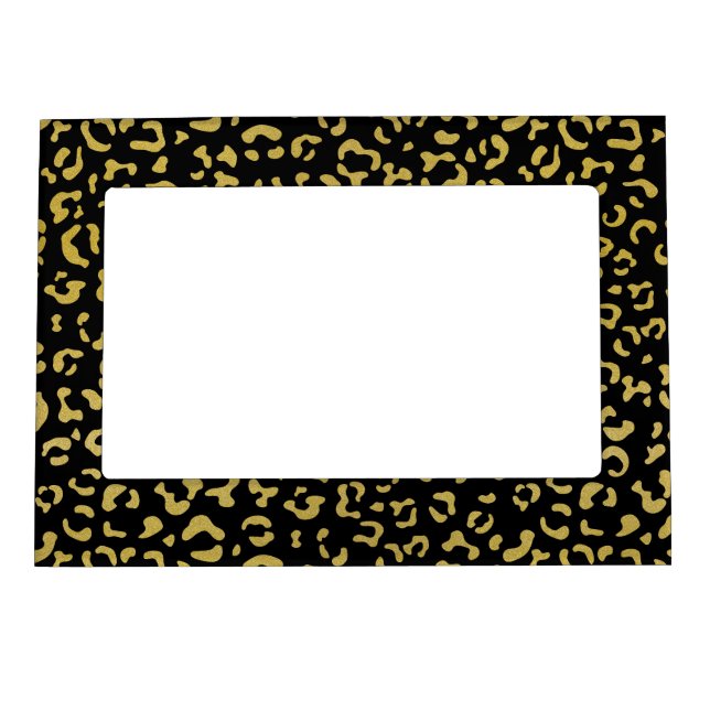 Gold Leopard, Gold Glitter, Leopard Pattern Magnetic Frame (Front)