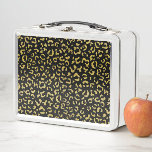 Gold Leopard, Gold Glitter, Leopard Pattern Metal Lunch Box