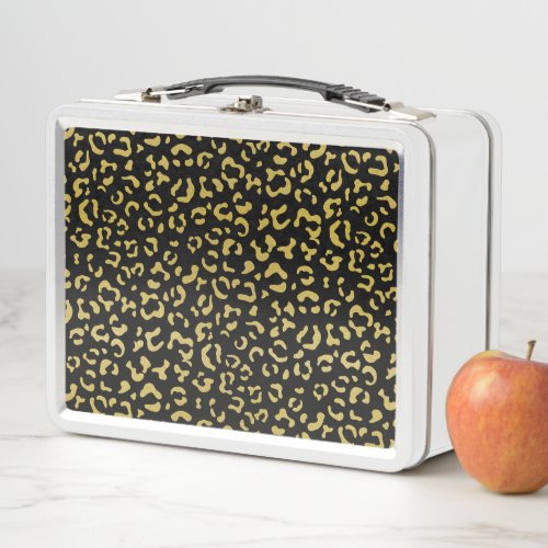 Gold Leopard Gold Glitter Leopard Pattern Metal Lunch Box