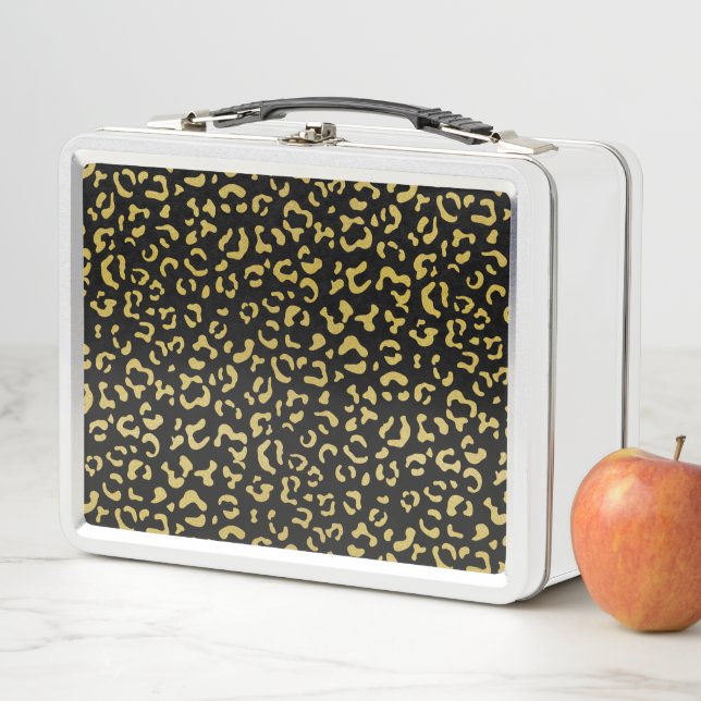 Gold Leopard, Gold Glitter, Leopard Pattern Metal Lunch Box (In Situ)