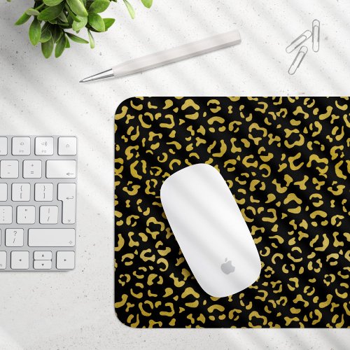 Gold Leopard Gold Glitter Leopard Pattern Mouse Pad