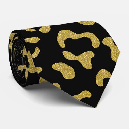 Gold Leopard Gold Glitter Leopard Pattern Neck Tie
