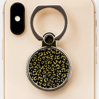 Gold Leopard, Gold Glitter, Leopard Pattern Phone Ring Stand